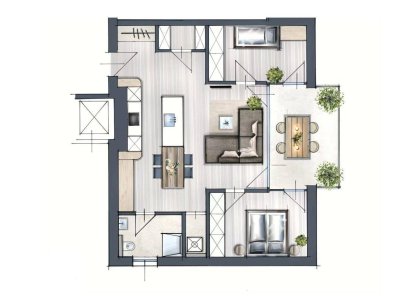 Moderne 3-Zimmer- Wohnung mit Loggia / Bezugsfertig