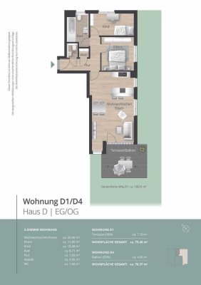 D4 - Moderne 3 Zimmer Wohnung mit Süd-West Balkon im Quartier am Schmidbächle