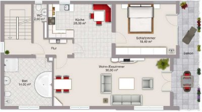 Schicke 2-Zimmer Wohnung mit Balkon in Lorsch, befristet bis mind. 01/2028