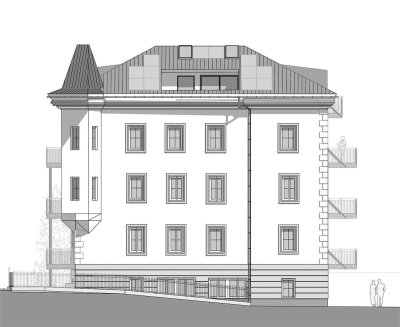 Erstbezug! Exklusive 2 Zimmer Stadtwohnung mit Balkon u. Garten in einer Jahrhunderwendevilla