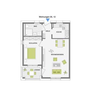 2-Zimmer im Obergeschoss