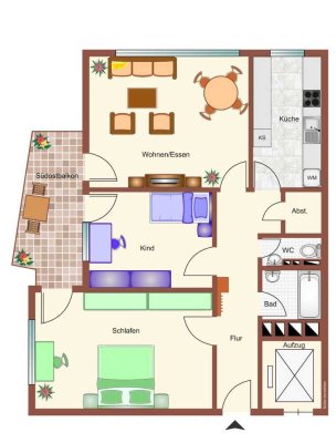 3-Zimmer-Wohnung mit Balkon und Einbauküche in Karlsruhe
