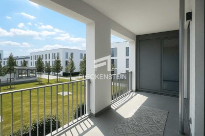 Modernes Einzimmer-Apartment mit großem Balkon zum grünen Innenhof
