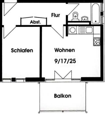 Möblierte 2-Zimmer-Wohnung mit Balkon und Einbauküche in Maintal