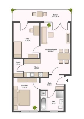 Erstbezug - Etagenwohnung mit Balkon