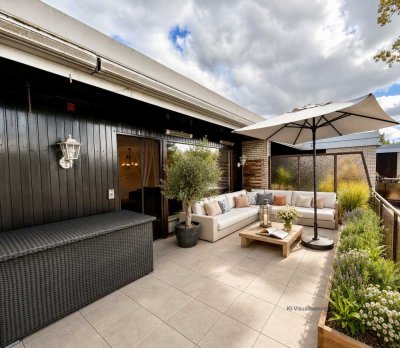 Penthouse mit zwei Dachterrassen, Schwimmbad, Sauna und TG-Stellplatz