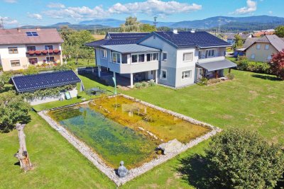 Rückzugsort in Südkärnten – Ein-/ Zweifamilienhaus mit extravagantem Zubau, Sauna, Bergblick &amp; Schwimmteich