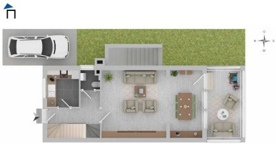 Erbbaurecht gepflegtes Reihenendhaus mit 5 Zimmern in Frankfurt-Eckenheim