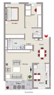 Sonnige 3,5-Zimmer-Wohnung mit Tiefgarage