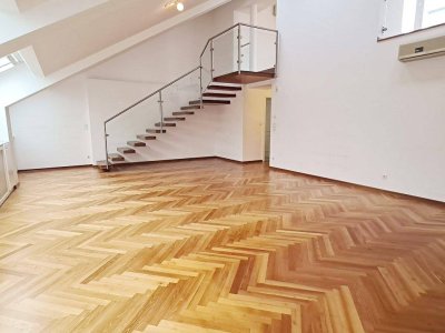 ERSTBEZUG! GENERALSANIERT, Staatsoper-Nähe, klimatisiertes 147 m2 Dachgeschoss mit 20 m2 Terrasse, 3 Zimmer, Extraküche, Opernring