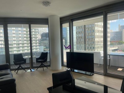 Erstbezug-2 Zimmer Mietwohnung mit 22m² Balkon- DANUBE FLATS –10. Stockwerk-Exklusives Wohnen im höchsten Wohnturm Wiens!