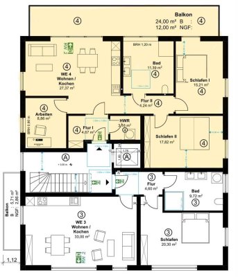Wohnung WE 04 1.OG, Keller und Balkon