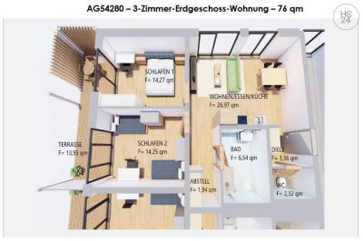 Möblierte 3 Zimmer EG Wohnung mit Terrasse & Stellplatz in Kaufbeuren