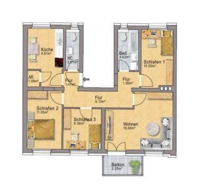 Neu! 79 m² - 4-Raum, Balkon, Gast-WC