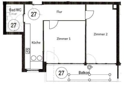 ANKÜNDIGUNG! *2 ZKB Wohnung* ERSTBEZUG NACH SANIERUNG! WG GEEIGNETER UMBAU! Hochwertig saniert