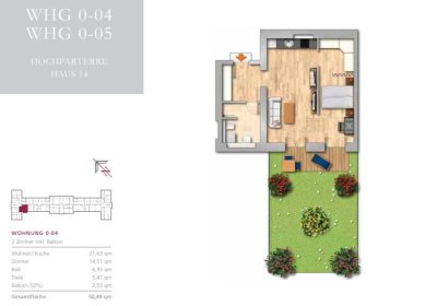 Kleine 1,5 Zimmer Wohnung mit Balkon im Grünen