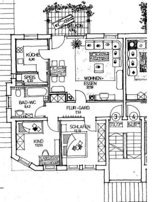 Sonnige 3 Zimmerwohnung mit Südbalkon
