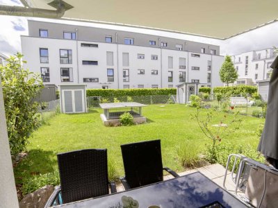 Moderne 2-Zimmer-Erdgeschosswohnung mit Terrasse, Garten & Tiefgaragenstellplatz in Fürth