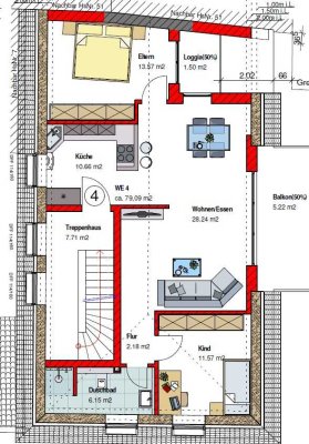 NEUBAU Exklusive 3-Zimmer-Dachgeschosswohnung mit EBK in Philippsburg