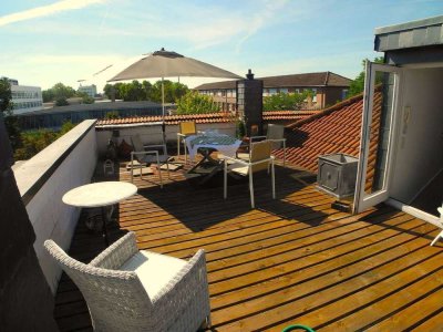 Solides, individuelles  1-2 FH Stadthaus, gemütl. ELW im EG, Maisonette  mit großer Dachterrasse !