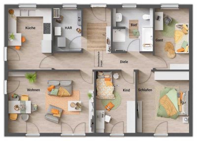 bezahlbares massives Eigenheim mit Grundstück - Bungalow 110