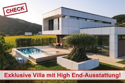 JETZT MIT VIDEO! Perfekte Ruhelage! Hochwertige Designvilla mit Salzwasserpool am Gedersberg!