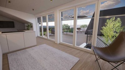 Groß und schön.  Die abgeschlossene Wohnung dient als schönes Domizil für zwei oder drei