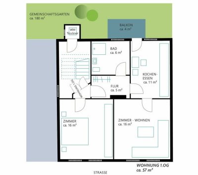 Komplett sanierte 2 - Zimmer - Obergeschoss - Wohnung im Stadtteil Frauenberg