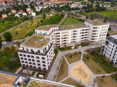 Blick ins Grüne von der Terrasse