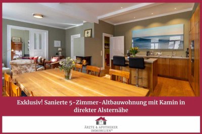 Exklusiv! Möblierte & befristete 5-Zimmer Altbauwohnung mit Kamin in direkter Alsternähe
