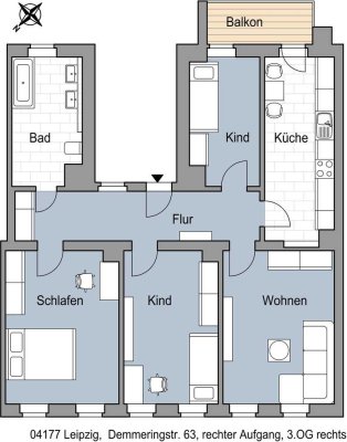 Leipzig Lindenau- 4 Zimmer Dachgeschoss Wohnung mit Balkon