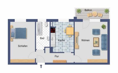 Ihr neues Anlageobjekt # in grüner Umgebung # 2 Zimmer # ca. 49,20 m² # Balkon # provisionsfrei
