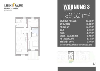 Großzügige 3-Zimmerwohnung mit Terrasse und Gartenanteil