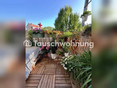 Tauschwohnung: Helle Wohnung mit 2 Balkonen, Garten und Stellplatz