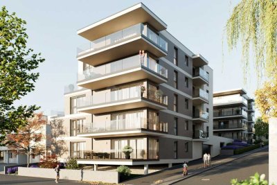 *Wohnen DIREKT am Rhein*Moderner 2-Zimmer Neubautraum mit Balkon und Tiefgarage*KfW40*