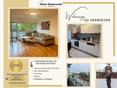 Helle 3-Zimmer-Wohnung mit Balkon in zentraler Lage von Kaiserslautern