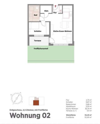 *Erstbezug* - 2,5 Zimmer mit Gartenanteil