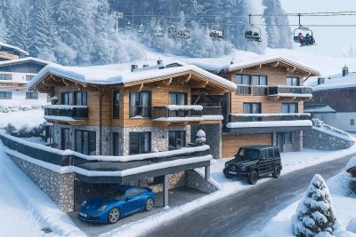 Chalet mit teilw. Freizeitwohnsitz im Bergdoktor Dorf Ellmau mit Blick auf den Wilden Kaiser li.