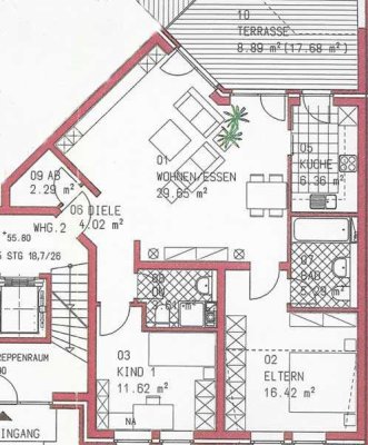 740 €, 90 m², 3 Zimmer