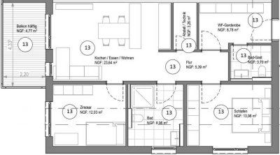 Erstbezug: exklusive 3-Zimmer-Etagenwohnung mit Balkon in Karlsbad (Spielberg)