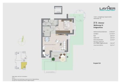 Erstbezug - LB-Poppenweiler: sonnige 2 1/2-Zimmer-Erdgeschosswohnung * Einbauküche * TG * Aufzug