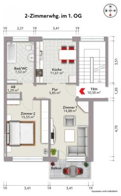 **FRISCH RENOVIERT** Helle 2 Zimmer Wohnung mit EBK und Balkon mit Blick ins Grüne