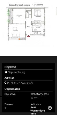 Nachmieter für freundliche 3-Zimmer-Wohnung mit Balkon in Essen Bergerhausen