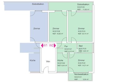 Wunderschöne 3-Zimmerwohnung im Hochparterre mit Parkettboden und zwei Balkonen