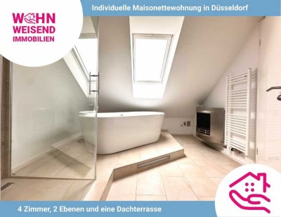 Maisonettewohnung in Düsseldorf  zu verkaufen. Individueller Grundriss und Weitblick inklusive.