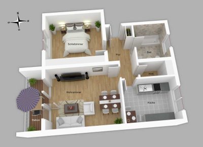 Schöne 2-Raum-Wohnung in Sandersdorf mit Balkon