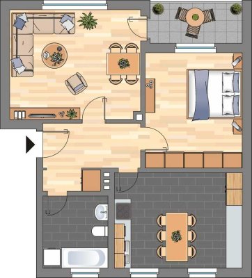 Renovierte, geräumige 2-Zimmer-Etagenwohnung in WHV-F-Groden – 63m², 1. OG