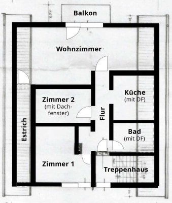 Stadtnahe 3-ZKB-Dachgeschosswohnung mit Balkon & Einbauküche