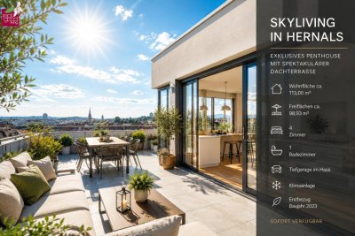 EXKLUSIVES PENTHOUSE MIT DACHTERRASSE &amp; PANORAMABLICK + ERSTBEZUG IN HERNALS Wohnen über den Dächern Wiens
