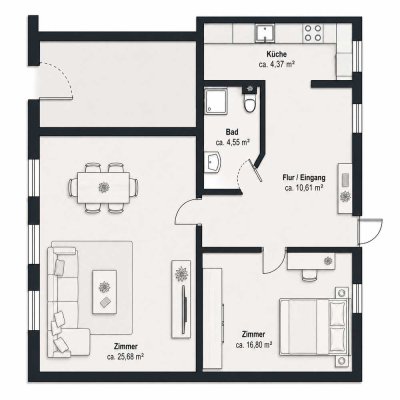 Frisch renovierte 2-Zimmer-Wohnung mit Parkett in Hulsberg